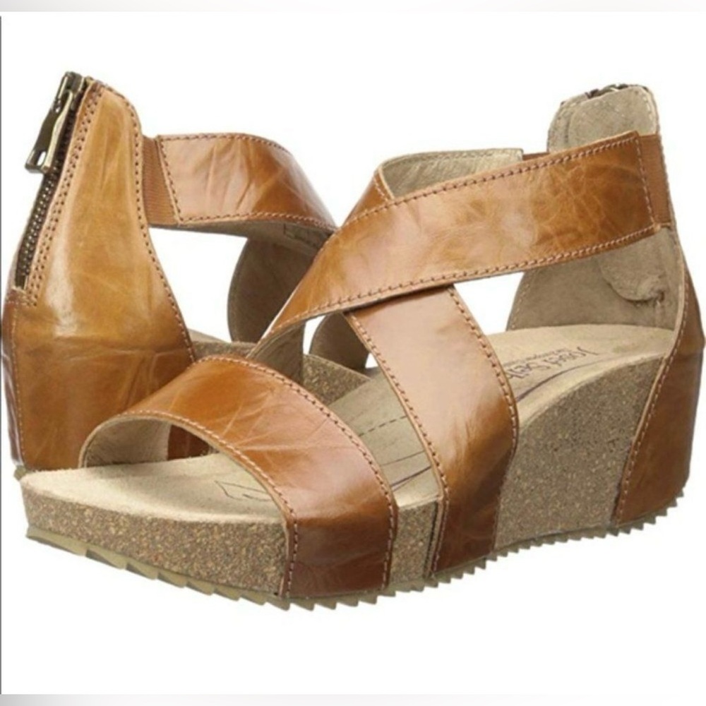 Josef Seibel Meike Bozen Camel Leather Wedge Sandals